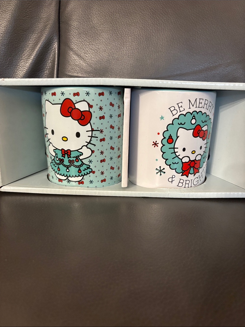 Hello Kitty Holiday Mug Set - Aqua, White & Red Accents